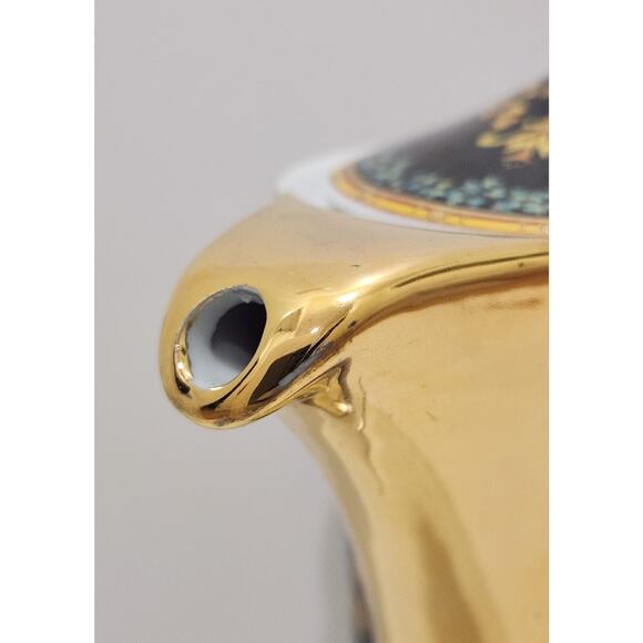 Rutherford Gold Ivy Italy Black Gold Teapot 10" - Picture 7 of 14